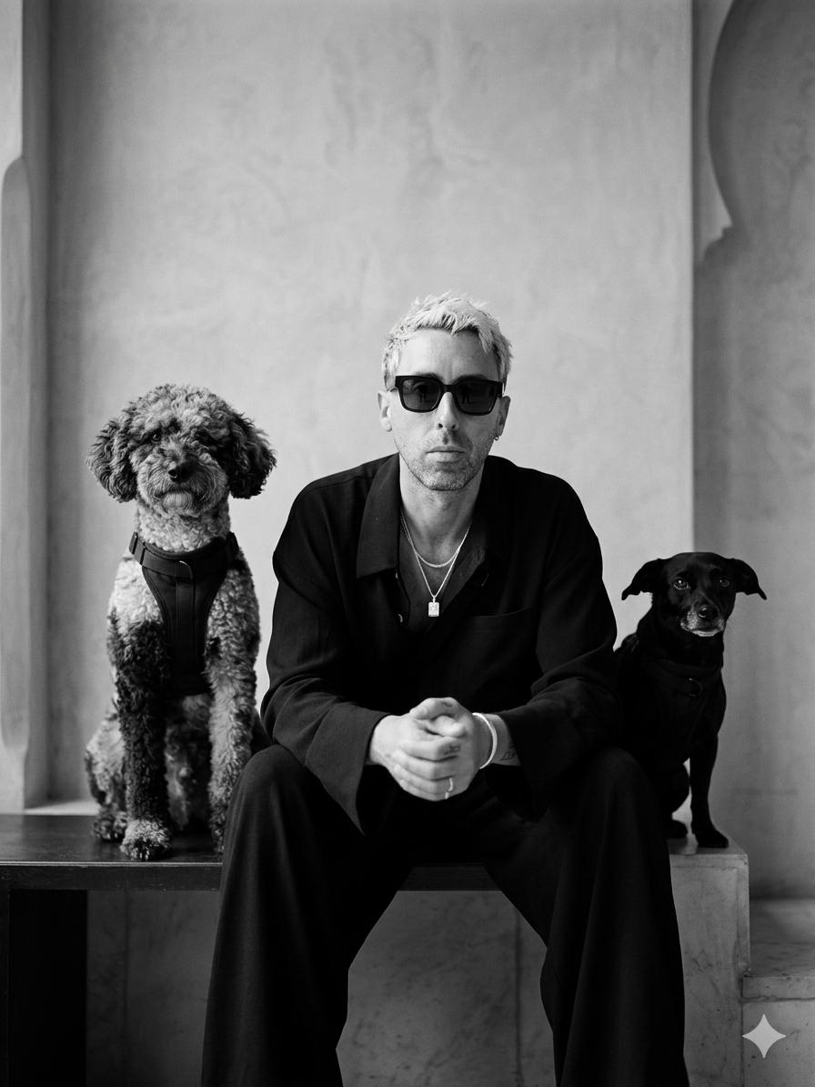 Aaron with his two dogs